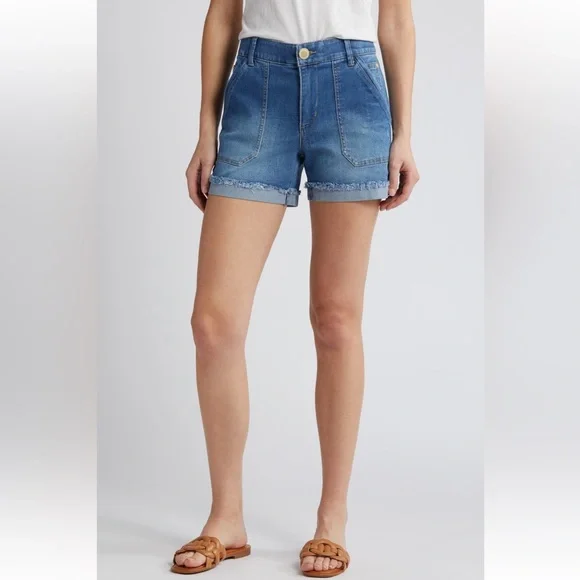 Wit & Wisdom Ab Solution Patch Pocket High Waist Denim Jean Shorts size 8 NWT - Picture 1 of 4
